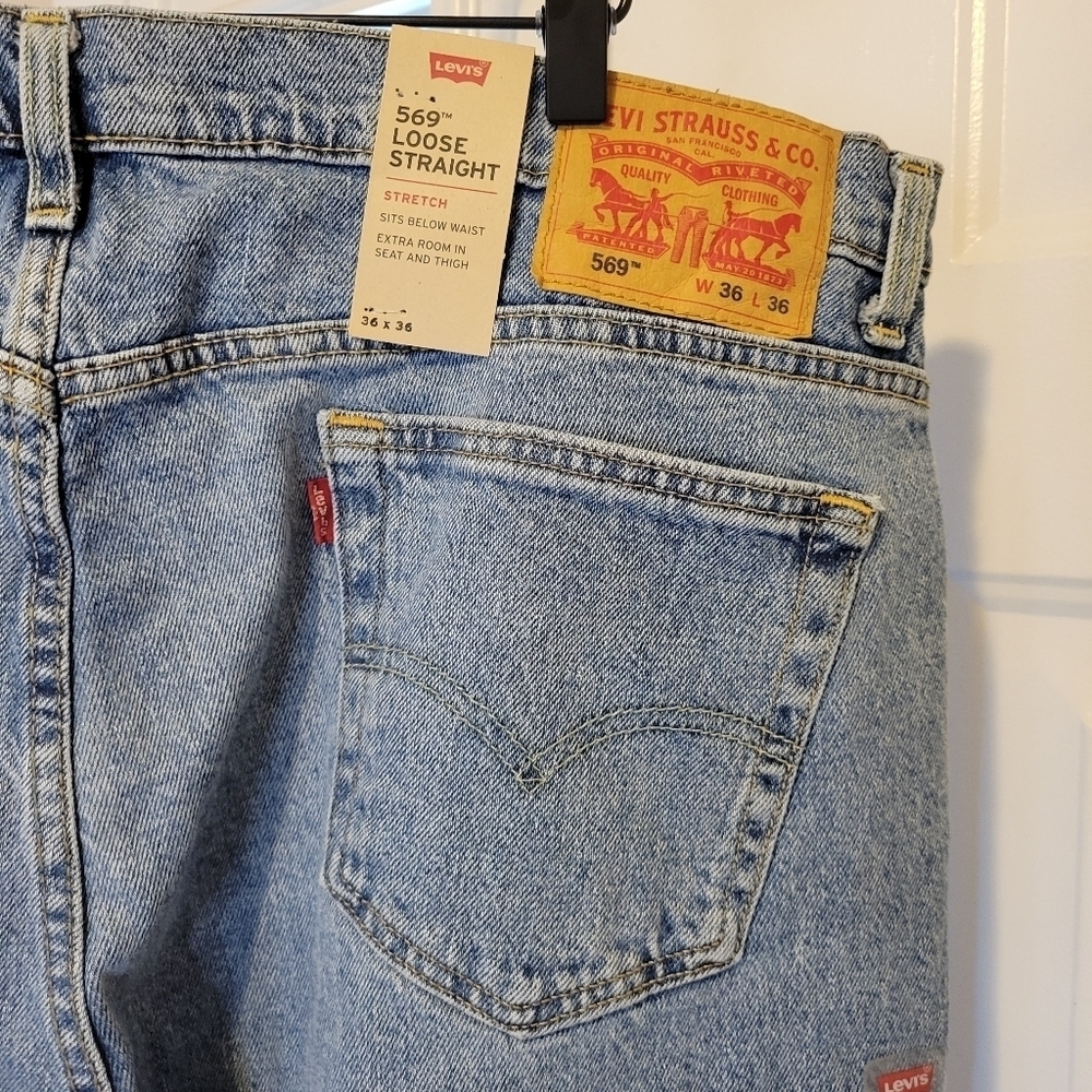 NWT Levi's 569 Loose Straight Blue Jeans, Size 36×36 - Picture 8 of 10